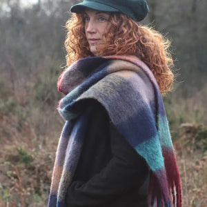 POM Earthy Mix Fluffy Check Scarf