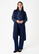 Load image into Gallery viewer, DREAMS Fan Print Tie Neck Blouse - Navy