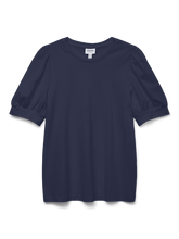 Load image into Gallery viewer, AWARE Kerry Puff Sleeve Organic Cotton T-Shirt - Navy