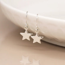 Load image into Gallery viewer, POM Silver Plated Star Drop Earrings
