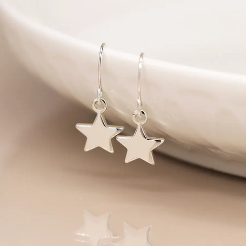 POM Silver Plated Star Drop Earrings