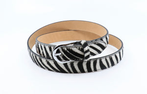 Vera Pelle Zebra Print Leather Belt