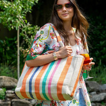 Load image into Gallery viewer, POM Orange Mix Woven Striped Shopper