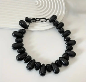 Black Teardrop Statement Necklace