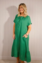 Load image into Gallery viewer, Goose Island Tie Detail Linen Maxi Dress - Green