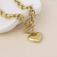 Load image into Gallery viewer, POM Stevie Gold Plated Chunky Chain Heart/T Bar Necklace