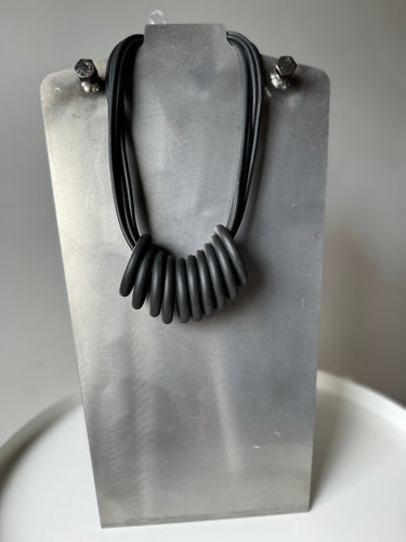 Black Multi Strand Rubber Necklace