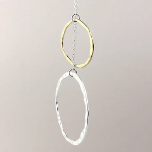 POM Mixed Finish Organic Linked Hoops Necklace