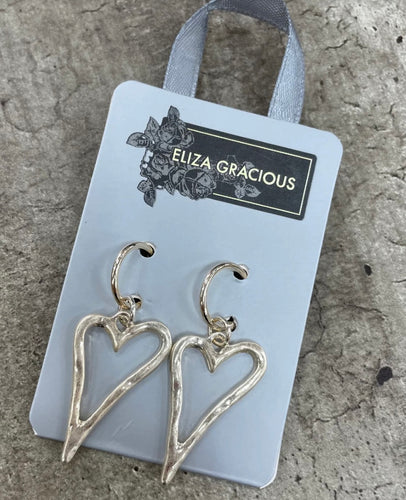 Eliza Gracious Outline Heart Earrings - Pale Gold
