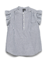 Load image into Gallery viewer, Vero Moda Linen/Cotton Striped Summer Top- Navy/White