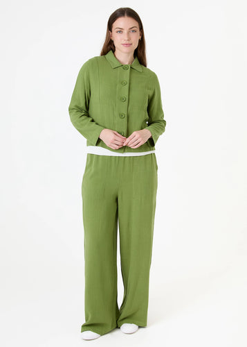 Dreams Linen Blend Patch Pocket Jacket -Leaf Green