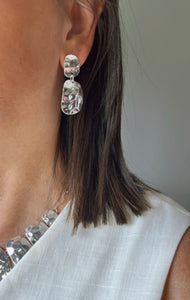 Silver Hammered High Shine Earrings