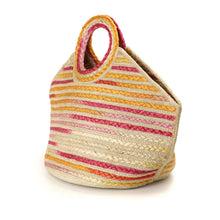 Load image into Gallery viewer, POM  Pink and Yellow Round Handle Jute Bag