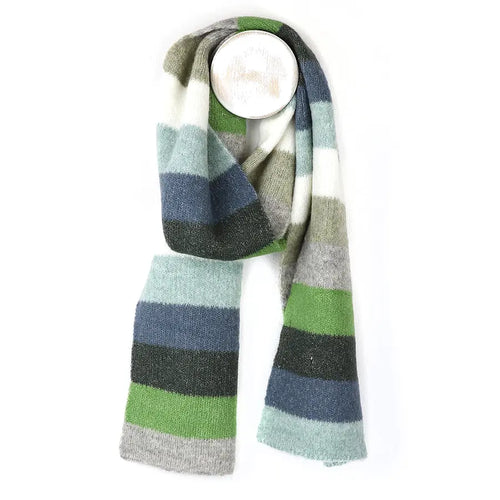 POM Classic Blue & Green Striped Scarf