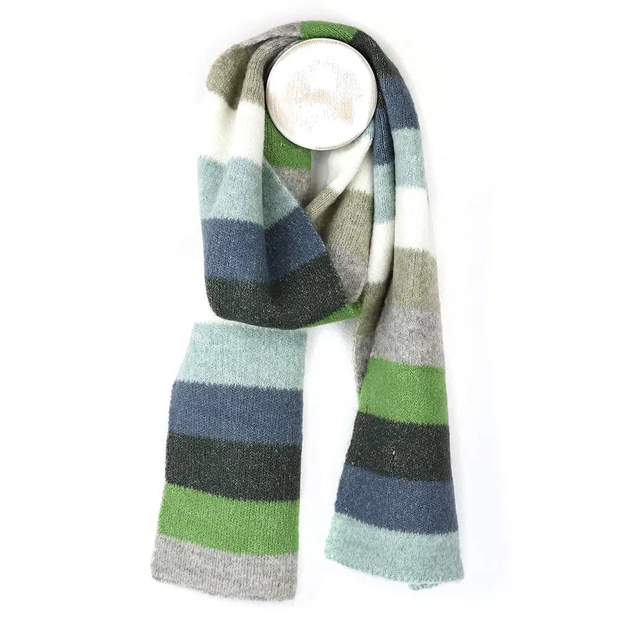 POM Classic Blue & Green Striped Scarf
