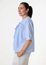 Load image into Gallery viewer, Dreams Pale Blue Gingham Short Sleeve Blouse
