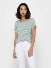 Load image into Gallery viewer, ONLY Scoop Neck Striped Tee - Pale Green