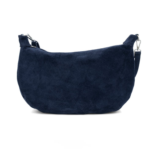 Navy Suede Crossbody Sling Bag