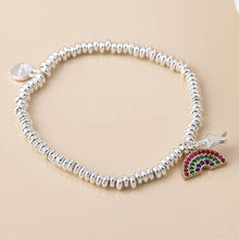 Load image into Gallery viewer, POM Silver Plated Star &amp; Crystal Rainbow Charm Bracelet