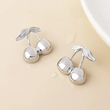 Load image into Gallery viewer, POM Stainless Steel Platinum Plated Cherry Earrings