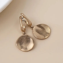 Load image into Gallery viewer, POM Golden Worn Disc Drop Earrings