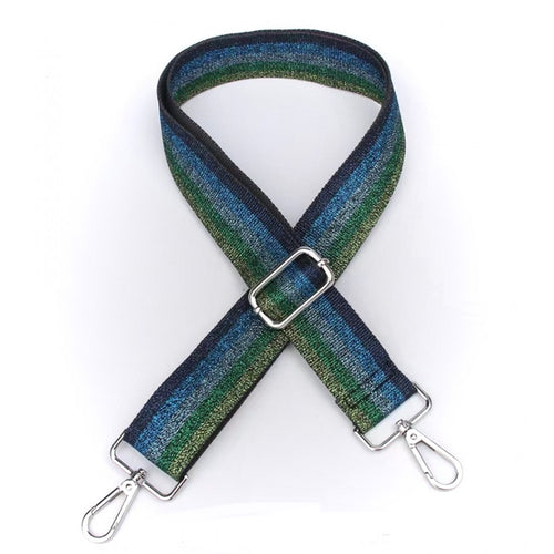 Sparkly Blues & Green Striped Bag Strap
