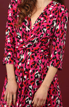 Load image into Gallery viewer, Fuchsia Large Leopard Print Knot Front Dress
