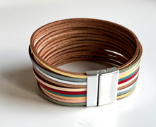 Load image into Gallery viewer, Multi Coloured Multi Strand Leather Bracelet