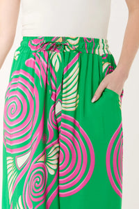 Green Swirl Pattern Wide leg Trousers