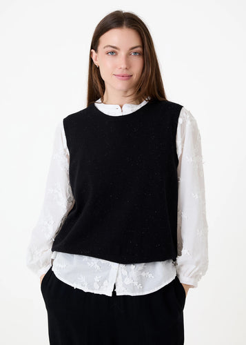 Dreams Black Lurex Cashmere Like Vest Top