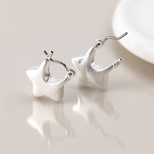 POM Worn Silver Plated Chunky Star Earring