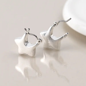 POM Worn Silver Plated Chunky Star Earring