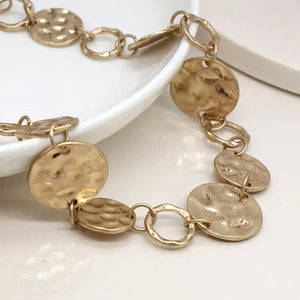 POM Golden Hammered Disc Linked Necklace