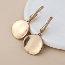 Load image into Gallery viewer, POM Golden Worn Disc Drop Earrings