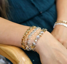 Load image into Gallery viewer, POM Silver Plated Polished Stars Stretch Bracelet