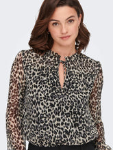Load image into Gallery viewer, ONLY Feminine Animal Print Blouse - Black