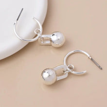 Load image into Gallery viewer, POM Silver Plated C-Hoop &amp; Ball Charm Earrings