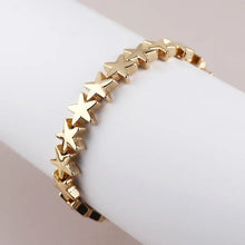 Load image into Gallery viewer, POM Golden Polished Stars Stretch Bracelet