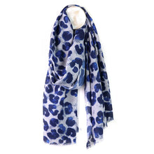 Load image into Gallery viewer, POM Recycled Navy Mix Animal Print Scarf
