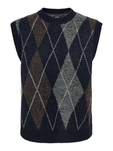 Load image into Gallery viewer, ONLY Argyle Knitted Tank Top - Navy/Grey