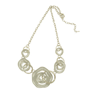 Miss Milly Silver Hooped Rose Necklace