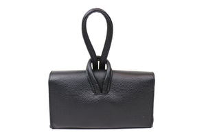 Black Leather Loop Handle Bag