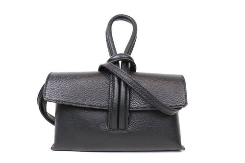 Black Leather Loop Handle Bag