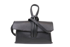 Black Leather Loop Handle Bag