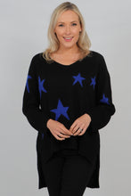 Load image into Gallery viewer, Black Royal Blue Wool Blend Scattered Star Jumper