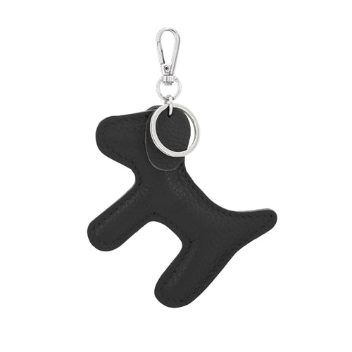 Italian Leather Dog Keyring - Black