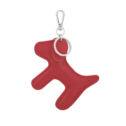 Italian Leather Dog Keyring - Red