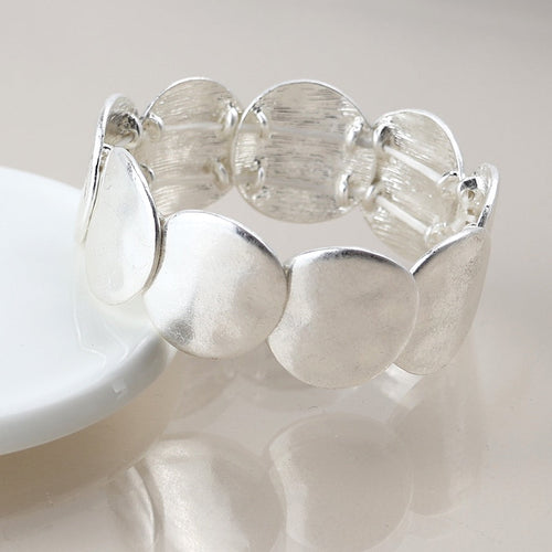 POM Silver Plated Organic Disc Bracelet