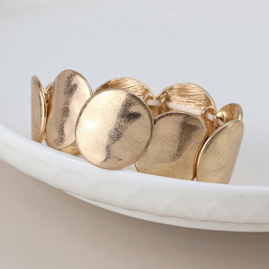 POM Gold Plated Organic Disc Bracelet