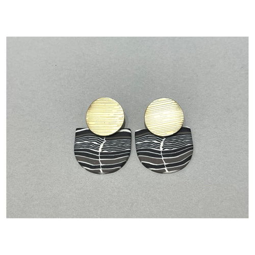 Gold Disc & Semi-Circle Earrings